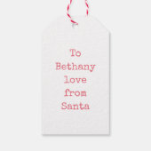 可愛いフラミンゴの子供の名前ラブサンタクリスマス ギフトタグ (裏面)