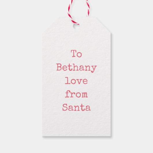 可愛いフラミンゴの子供の名前ラブサンタクリスマス ギフトタグ (裏面)