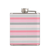 可愛いフラミンゴストライプス、パーソナライズされた フラスク (裏面)