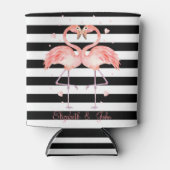 可愛いフラミンゴズインラブ,白黒ストライプ 缶クーラー (正面)