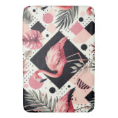 可愛いフラミンゴ幾何学模様 バスマット (正面縦)