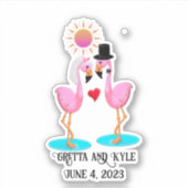 可愛いフラミンゴ新郎新婦 シール (正面)