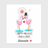 可愛いフラミンゴ新郎新婦 シール (シート)