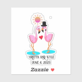 可愛いフラミンゴ新郎新婦 シール