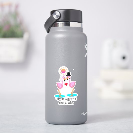 可愛いフラミンゴ新郎新婦 シール (HydroFlask)
