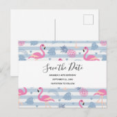 可愛いフラミンゴ&パイナップルパターン保存日時 インビテーションポストカード (正面/裏面)