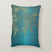 可愛いフラワーヘナ手描きデザイン アクセントクッション (裏面(縦))