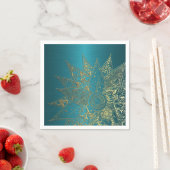 可愛いフラワーヘナ手描きデザイン スタンダードカクテルナプキン (インサイチュ)