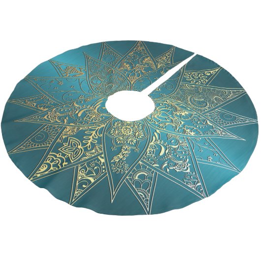 可愛いフラワーヘナ手描きデザイン ブラッシュドポリエステルツリースカート (アングル)