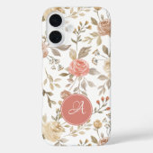 可愛いフラワーモノグラム入りパステルピーチボヘミアン Case-Mate iPhoneケース (裏面)
