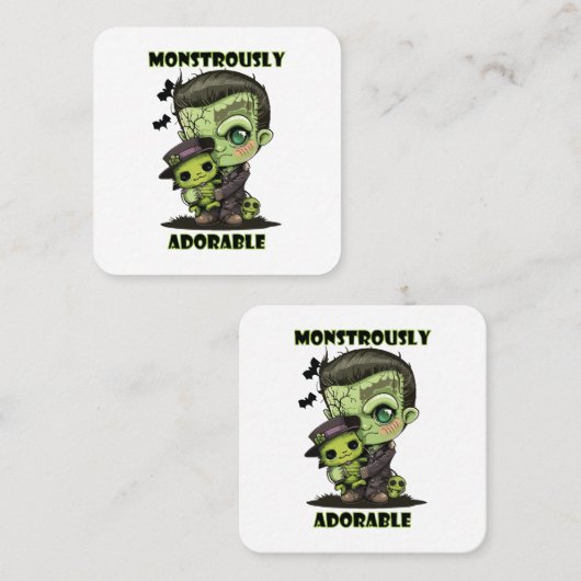 可愛いフランケンシュタインのモンスタープルシェ スクエア名刺 (正面/裏面)