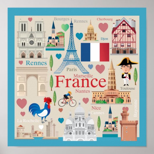可愛いフランスのアイコン ポスター (正面)