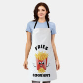 可愛いフランスのフライ漫画フード付きスウェットシャツ&ティーおもしろい – 食べ物 エプロン (着用した状態)