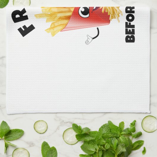 可愛いフランスのフライ漫画フード付きスウェットシャツ&ティーおもしろい – 食べ物 キッチンタオル (折り畳み)