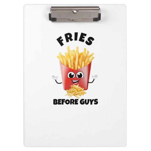 可愛いフランスのフライ漫画フード付きスウェットシャツ&ティーおもしろい – 食べ物 クリップボード (正面)