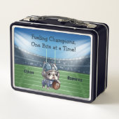 可愛いフランスのブルドッグのカルターバックスタジアムアニメ メタルランチボックス (裏面)