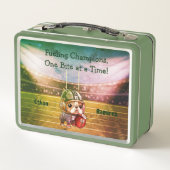 可愛いフランスのブルドッグのカルターバックスタジアムアニメ メタルランチボックス (裏面)