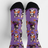 可愛いフランスのブルドッグのハロウィーンパターン ソックス (上部)