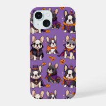 可愛いフランスのブルドッグのハロウィーンパターン