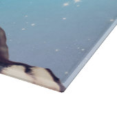 可愛いフランスのブルドッグの子犬の青いカッティングボード カッティングボード (角)