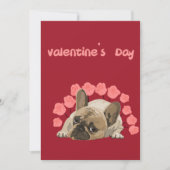 可愛いフランスのブルドッグバラバレンタインデー シーズンカード (正面)