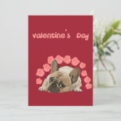 可愛いフランスのブルドッグバラバレンタインデー シーズンカード (スタンド正面)