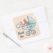 可愛いフランスのブルドッグパップブルーベビーカー赤ちゃんシャワー スクエアシール (封筒)