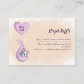 可愛いフランスのブルドッグパピーピンクハートおむつラッフル エンクロージャーカード (正面)