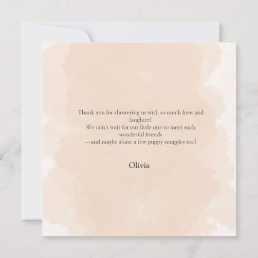可愛いフランスのブルドッグパピーブルーハート赤ちゃんシャワー サンキューカード (裏面)