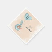 可愛いフランスのブルドッグパピーブルーハート赤ちゃんシャワー スタンダードカクテルナプキン (角)