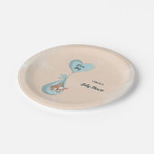 可愛いフランスのブルドッグパピーブルーハート赤ちゃんシャワー ペーパープレート (アングル)