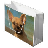 可愛いフランスのブルドッグパピー – おもしろい犬のヘッドフォト。 ラージペーパーバッグ (正面アングル)