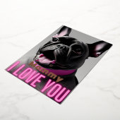 可愛いフランスのブルドッグママ引用文大好き 箔シーズンカード (回転した状態)