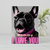 可愛いフランスのブルドッグママ引用文大好き 箔シーズンカード (立ち正面)