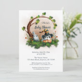 可愛いフランスのブルドッグ子犬ハロウィーン赤ちゃんシャワー 招待状 (スタンド正面)