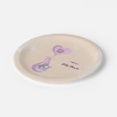 可愛いフランスのブルドッグ子犬ピンクハート赤ちゃんシャワー ペーパープレート (アングル)