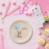 可愛いフランスのブルドッグ子犬ブルーバルーンベビーシャワー ペーパープレート (パーティー)