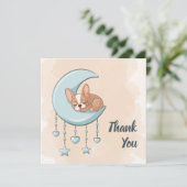 可愛いフランスのブルドッグ子犬ブルームーンベイビーシャワー サンキューカード (スタンド正面)