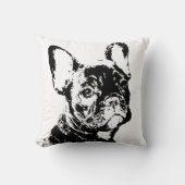 可愛いフランスのブルドッグ子犬ペンとインクアート クッション (正面)