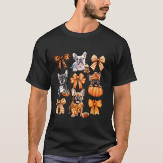 可愛いフランスのブルドッグ愛好家コケットはカボチャAを弓 Tシャツ