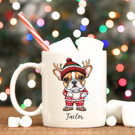 可愛いフランス犬クリスマスマグカップ コーヒーマグカップ