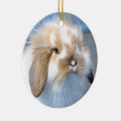 可愛いフランダース白と茶色のウサギ セラミックオーナメント (右)