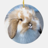 可愛いフランダース白と茶色のウサギ セラミックオーナメント (裏面)