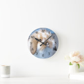 可愛いフランダース白と茶色のウサギ ラウンド壁時計 (ホーム)