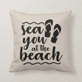 可愛いフリップフロップは、ビーチのワードアートであなたを海 クッション