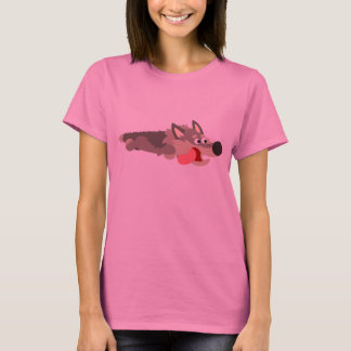 可愛いフリートカートウルフ女性Tシャツ Tシャツ