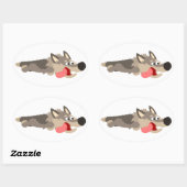 可愛いフリート漫画ウルフシール 楕円形シール (シート)