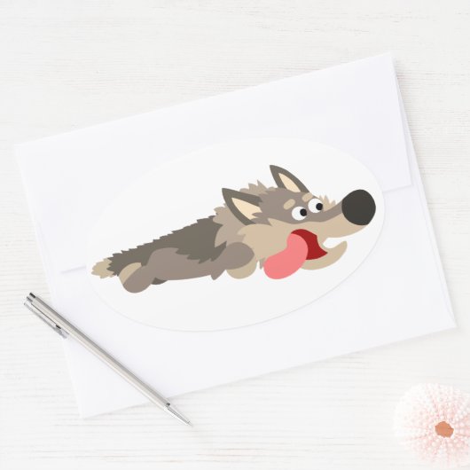 可愛いフリート漫画ウルフシール 楕円形シール (封筒)