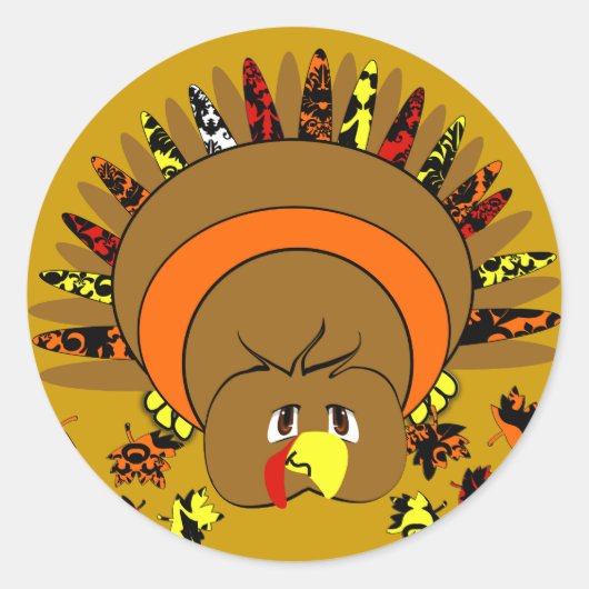 可愛いフルカラートルコ ラウンドシール (正面)