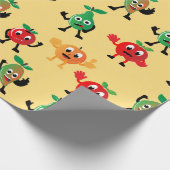 可愛いフルーツキャラクターの模様 ラッピングペーパー (角)